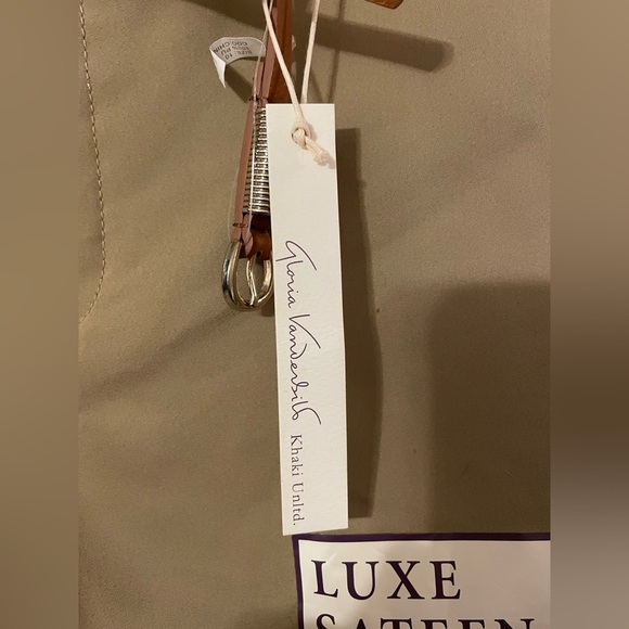 Gloria Vanderbilt Tan Khaki Capri Pants Sz 10 NWT Luxe Sateen Belt Crop Cotton - Picture 3 of 11